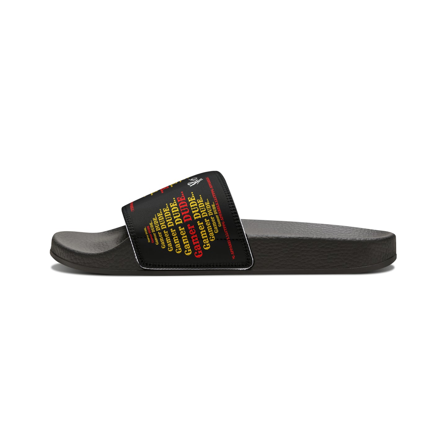 Our "TPPG Brand" Black Soles "Gamer" Printed Men/Women's & Children Slide Sandals