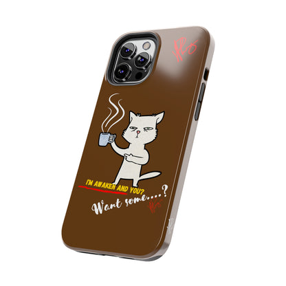 This Lovely Brown Coffee Color Tone - Cutie "Coffee Cat" Pet Design Verision from the 'TPPG Collection' Line carries Several sizes of the "iPhone Series" Tough Phone Cases