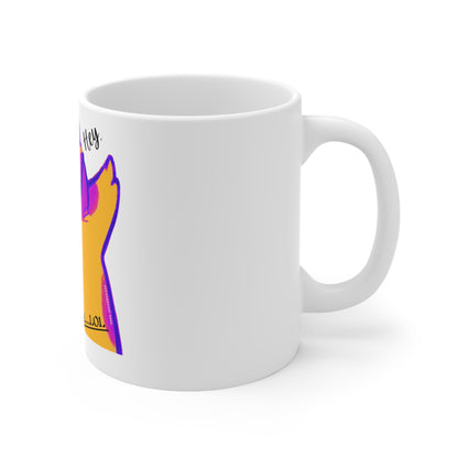 White 11oz Ceramic Mug w/Colorful "Ailurophile/Cynophile Lovers" Design from the 'TPPG-Apparels' Collection