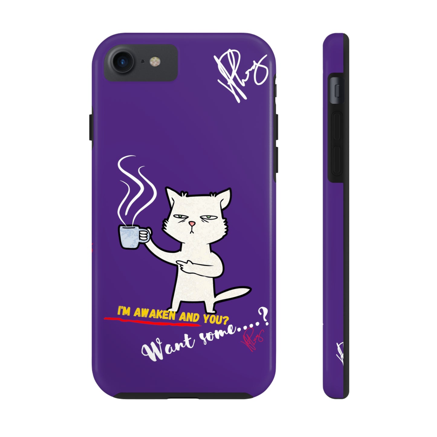 Lovely Bold Purple - Cutie "Coffee Cat" Pet Design Verision from the 'TPPG Collection' Line carries Several sizes of the "iPhone Series" Tough Phone Cases