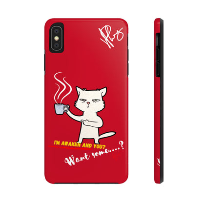 This Lovely Bold Red - Cutie "Coffee Cat" Pet Design Verision from the 'TPPG Collection' Line carries Several sizes of the "iPhone Series" Tough Phone Cases