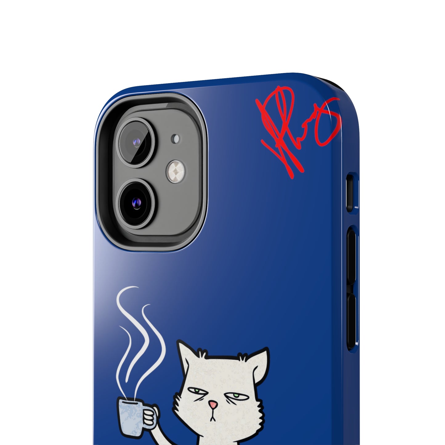 Another Cute "Coffee Cat" Pet Design (in a Simple but Kool Bold Blue & White Base Color) Verision from the 'TPPG Collection' Line carries Several sizes of the "iPhone Series" Tough Phone Cases