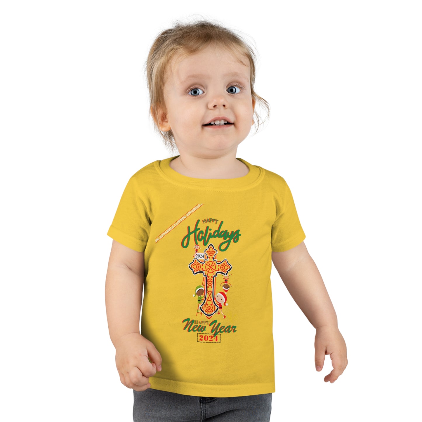 'Gildan' New Year 2024-(Double-Stitched & Tear-Away Label) Soft & Colorful Toddler T-shirt By:"TPPG-Apparels" Infant/Toddler Collections