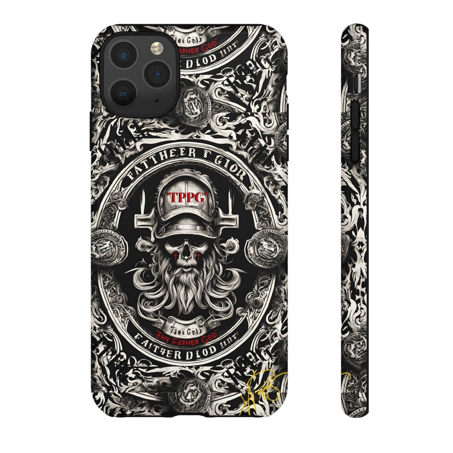 "Father God" iPhone/Google Pixel & Samsung Tough Phone Case (Black/Red & Grey)