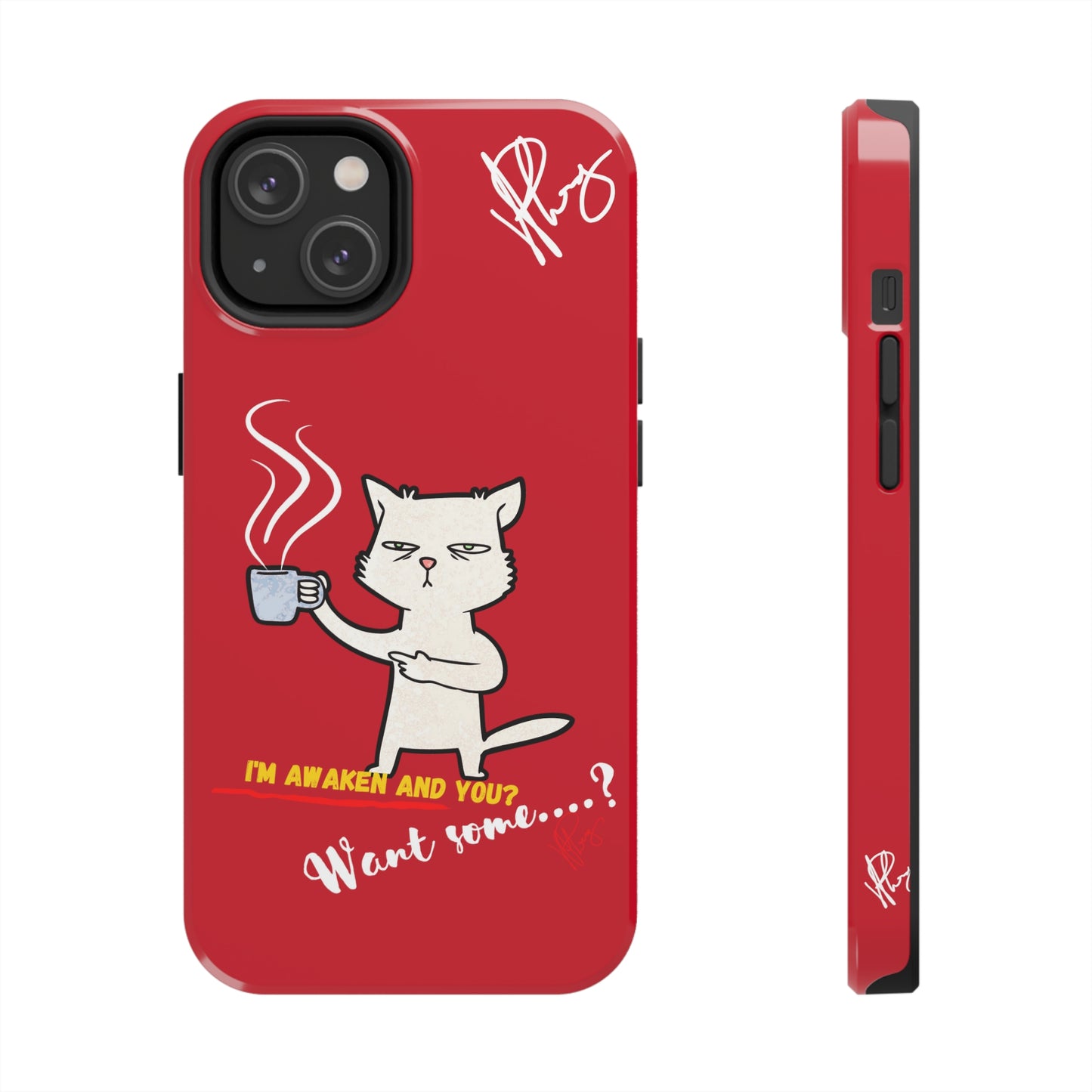 This Lovely Bold Red - Cutie "Coffee Cat" Pet Design Verision from the 'TPPG Collection' Line carries Several sizes of the "iPhone Series" Tough Phone Cases