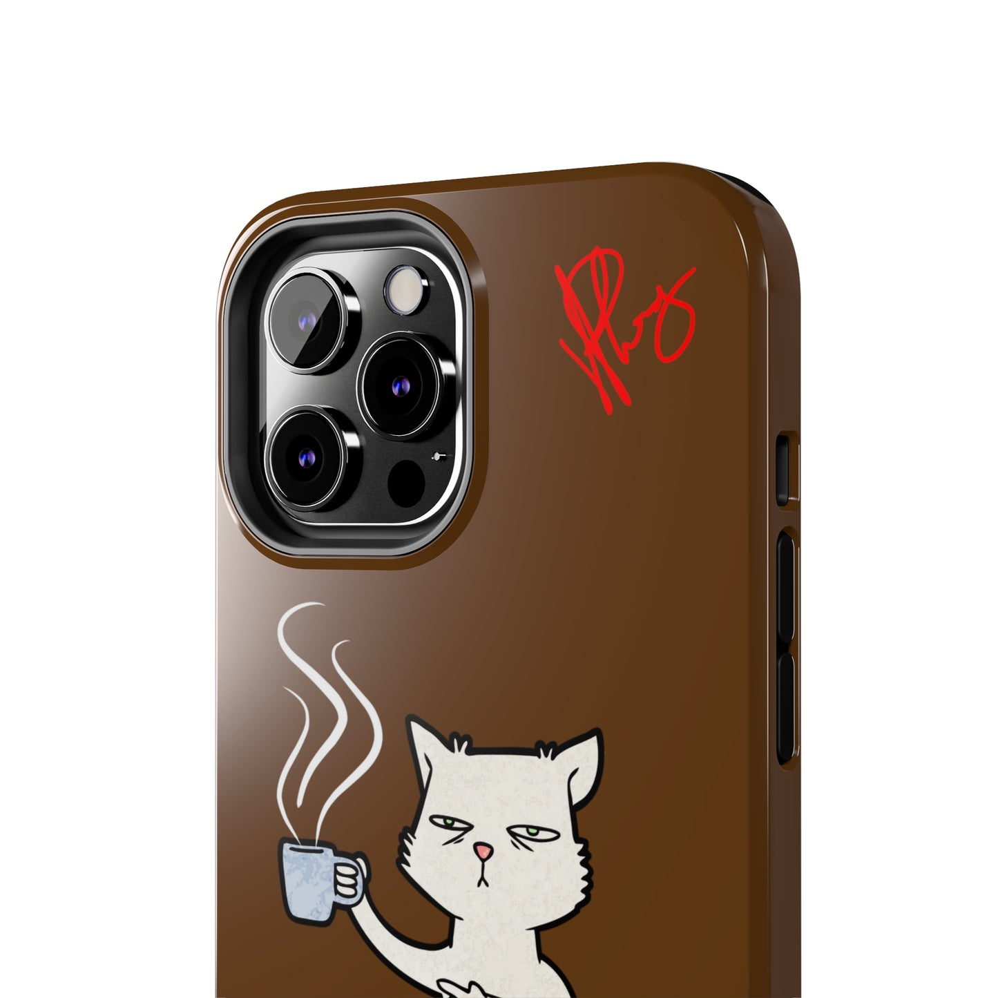 This Lovely Brown Coffee Color Tone - Cutie "Coffee Cat" Pet Design Verision from the 'TPPG Collection' Line carries Several sizes of the "iPhone Series" Tough Phone Cases