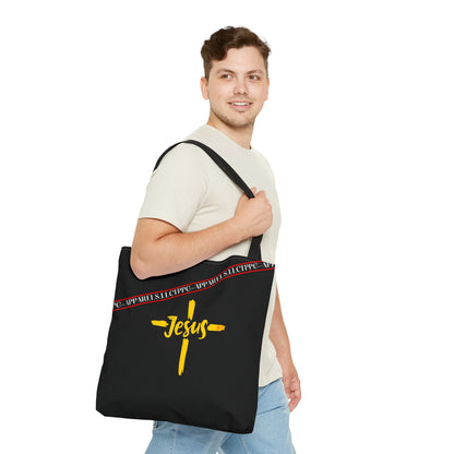 Black "Faith/Jesus" Shoulder Tote Bag