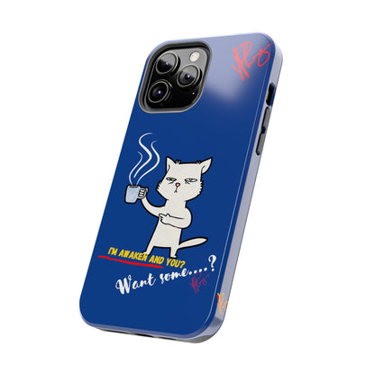 Another Cute "Coffee Cat" Pet Design (in a Simple but Kool Bold Blue & White Base Color) Verision from the 'TPPG Collection' Line carries Several sizes of the "iPhone Series" Tough Phone Cases