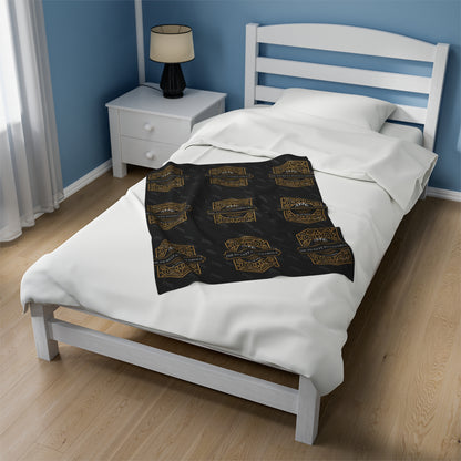 Stylish 100% Polyester Velveteen Plush Blanket w/"TPPG Brand' Gold Crest