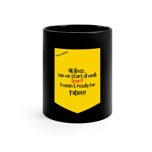 These Sleek & Humorous "Yellow Card Collection-Note To Boss" from the "TPPG-Apparels Brand" - 11oz Black Glossy Style Mug