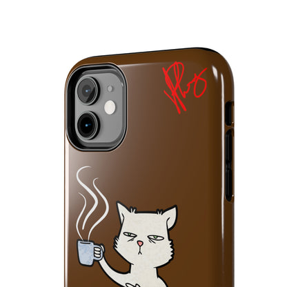 This Lovely Brown Coffee Color Tone - Cutie "Coffee Cat" Pet Design Verision from the 'TPPG Collection' Line carries Several sizes of the "iPhone Series" Tough Phone Cases