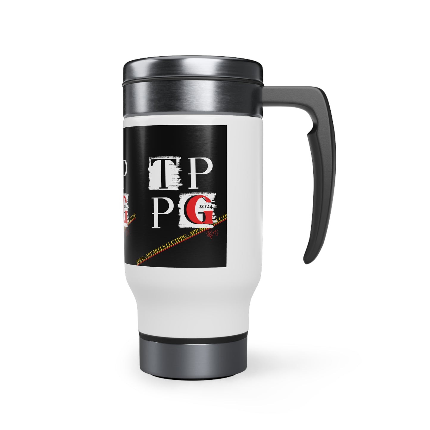 Stainless Steel 14oz Travel Mug with Handle - from the "TPPG" Merch Collection