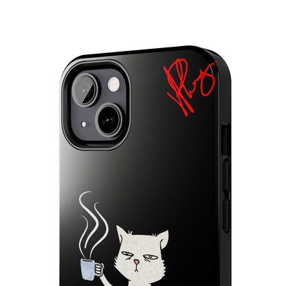 Another Cute "Coffee Cat" Pet Design (in a Simple but Bold Black & White Base Color) Verision from the 'TPPG Collection' Line carries Several sizes of the "iPhone Series" Tough Phone Cases