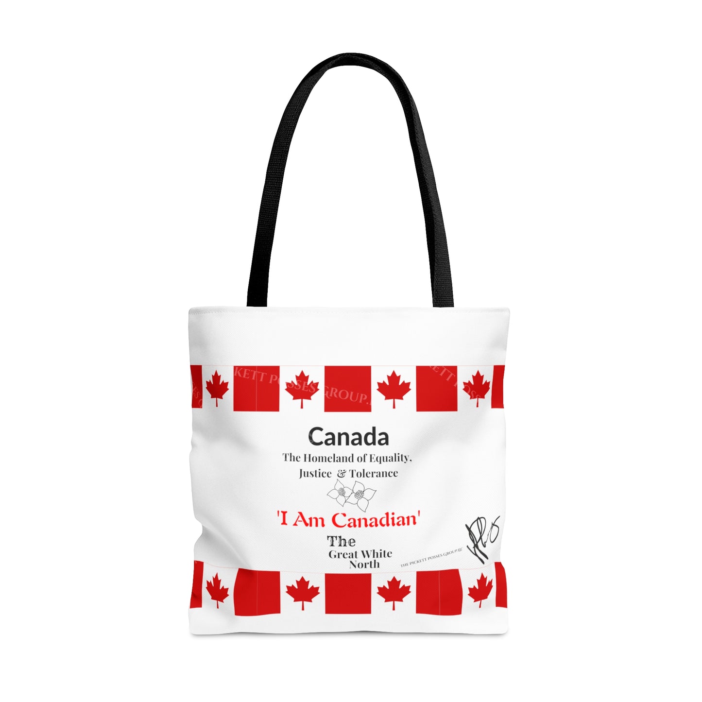 Our lovely 'Canadian' 3 sizes totes -White front facing Style Design Tote Bag from the 'TPPG-Apparel' Brand Collection