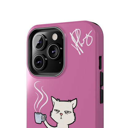 Cutie "Coffee Cat" Pet Design (in a Simple but Kool Tone Pink Base Color) Verision from the 'TPPG Collection' Line carries Several sizes of the "iPhone Series" Tough Phone Cases