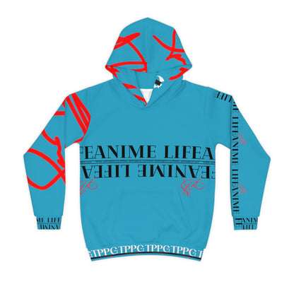 Children's (Turquoise) "TPPG Anime Life & Logo" Hoodie in 6 sizes