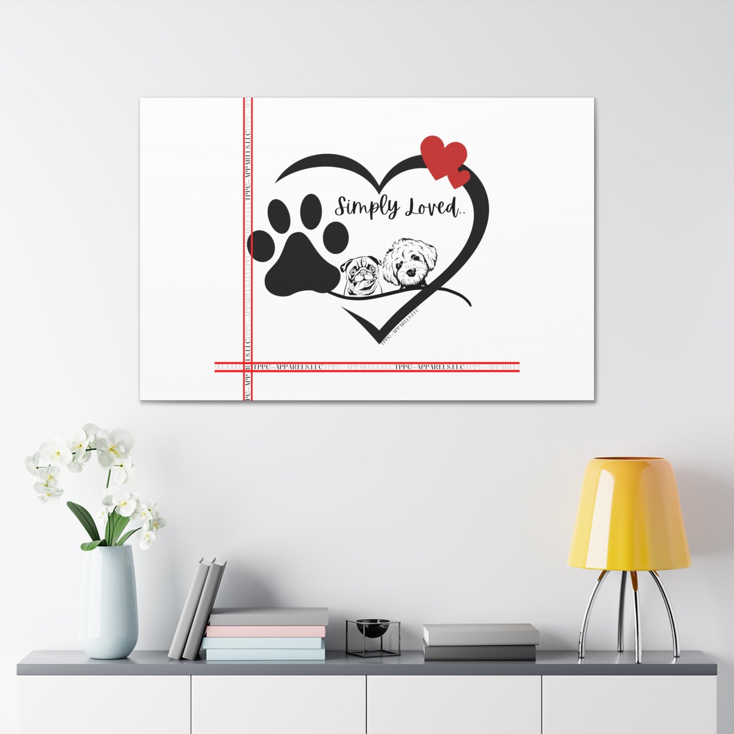 From our "TPPG Brand Pet Collection" - Canvas Gallery Wraps " Simply Loved"- in White