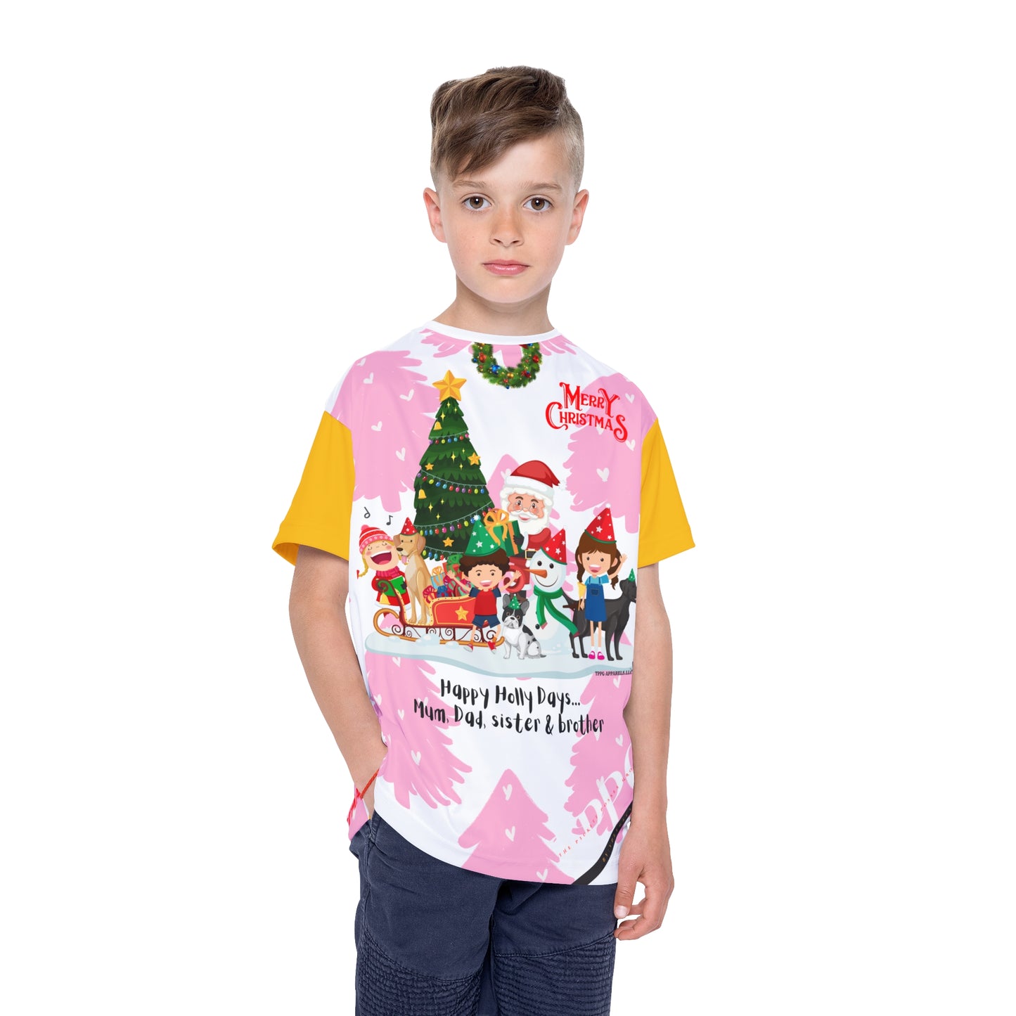 Kids (Yellow Base) 'Holiday/Christmas' Sports Jersey/Tee - By:"TPPG-Apparel" Juniors Collections