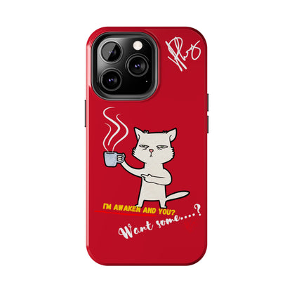 This Lovely Bold Red - Cutie "Coffee Cat" Pet Design Verision from the 'TPPG Collection' Line carries Several sizes of the "iPhone Series" Tough Phone Cases