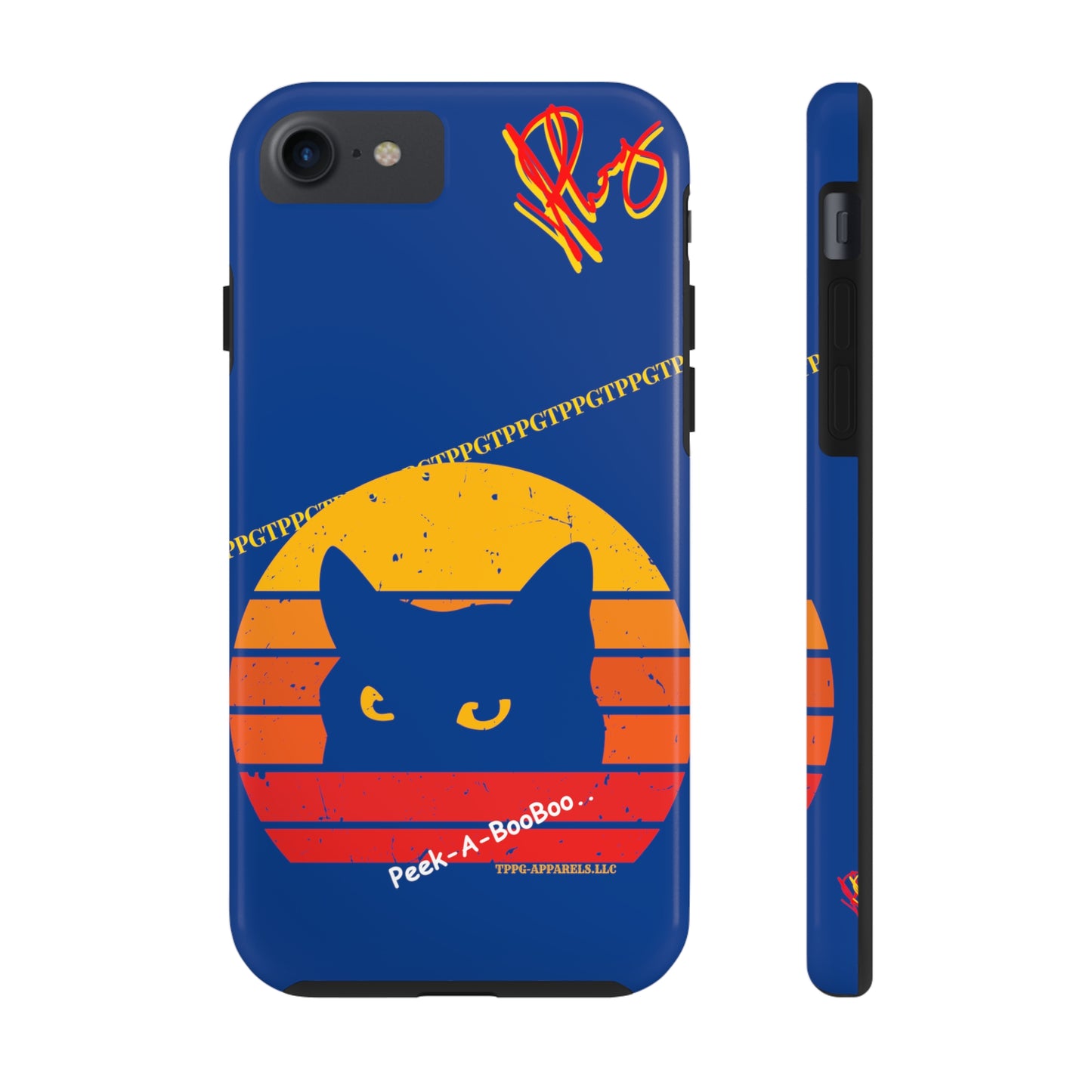 Custom Cat Design Phone Cases "Peek-A-BOOO.." (Black Multi-Colored)