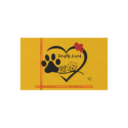 Adorable Pup/Dog Design ('Simply Loved') Sunny Yellow Durable & Non-Slip Outdoor Rug