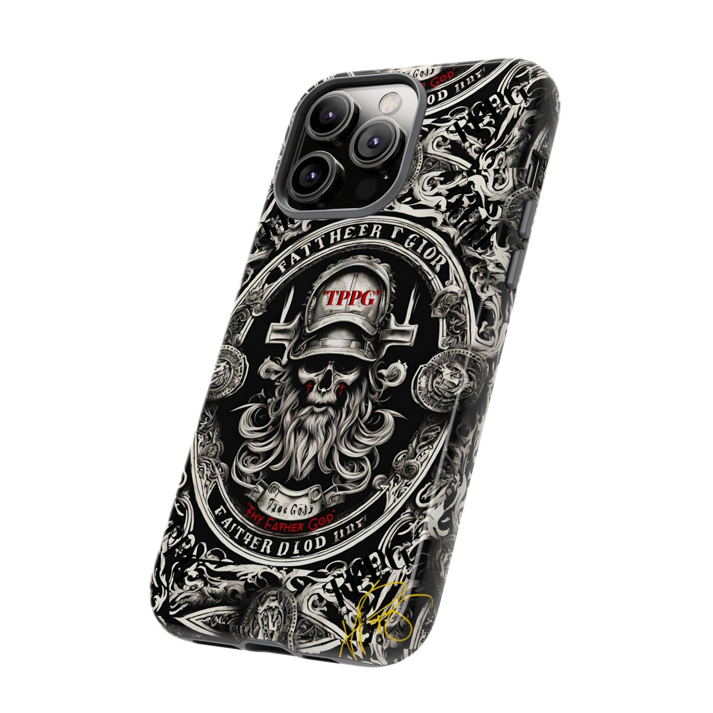 "Father God" iPhone/Google Pixel & Samsung Tough Phone Case (Black/Red & Grey)