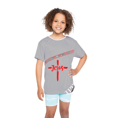 Kids Sport "Jesus Cross" Grey Jersey/Tee-By:"TPPG" Juniors/Kids Collections