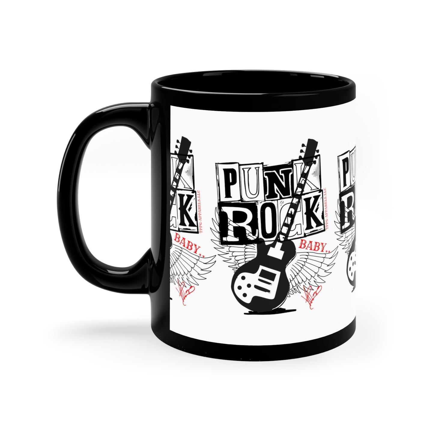 Black "Punk Rock Babe" Glossy Finish 11oz Coffee/Tea Mug - from the 'TPPG-Apparels' Brand Collection