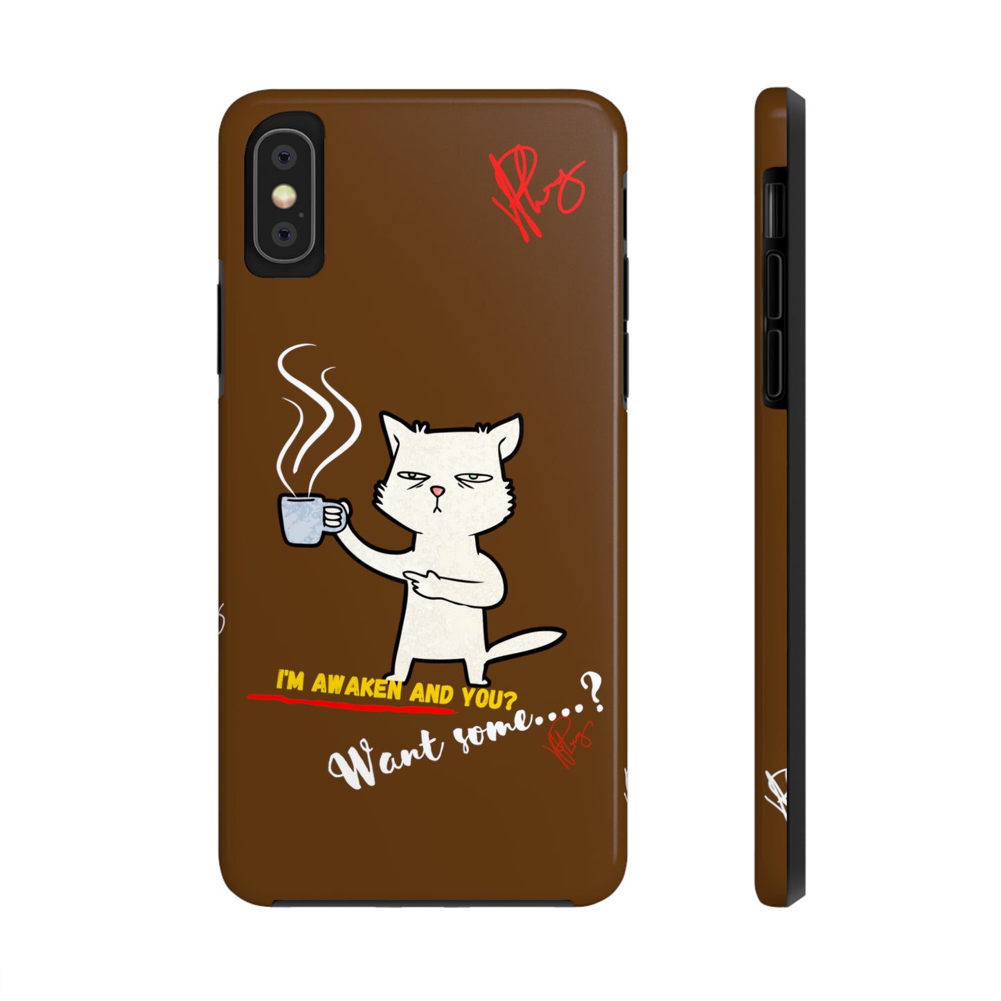 This Lovely Brown Coffee Color Tone - Cutie "Coffee Cat" Pet Design Verision from the 'TPPG Collection' Line carries Several sizes of the "iPhone Series" Tough Phone Cases