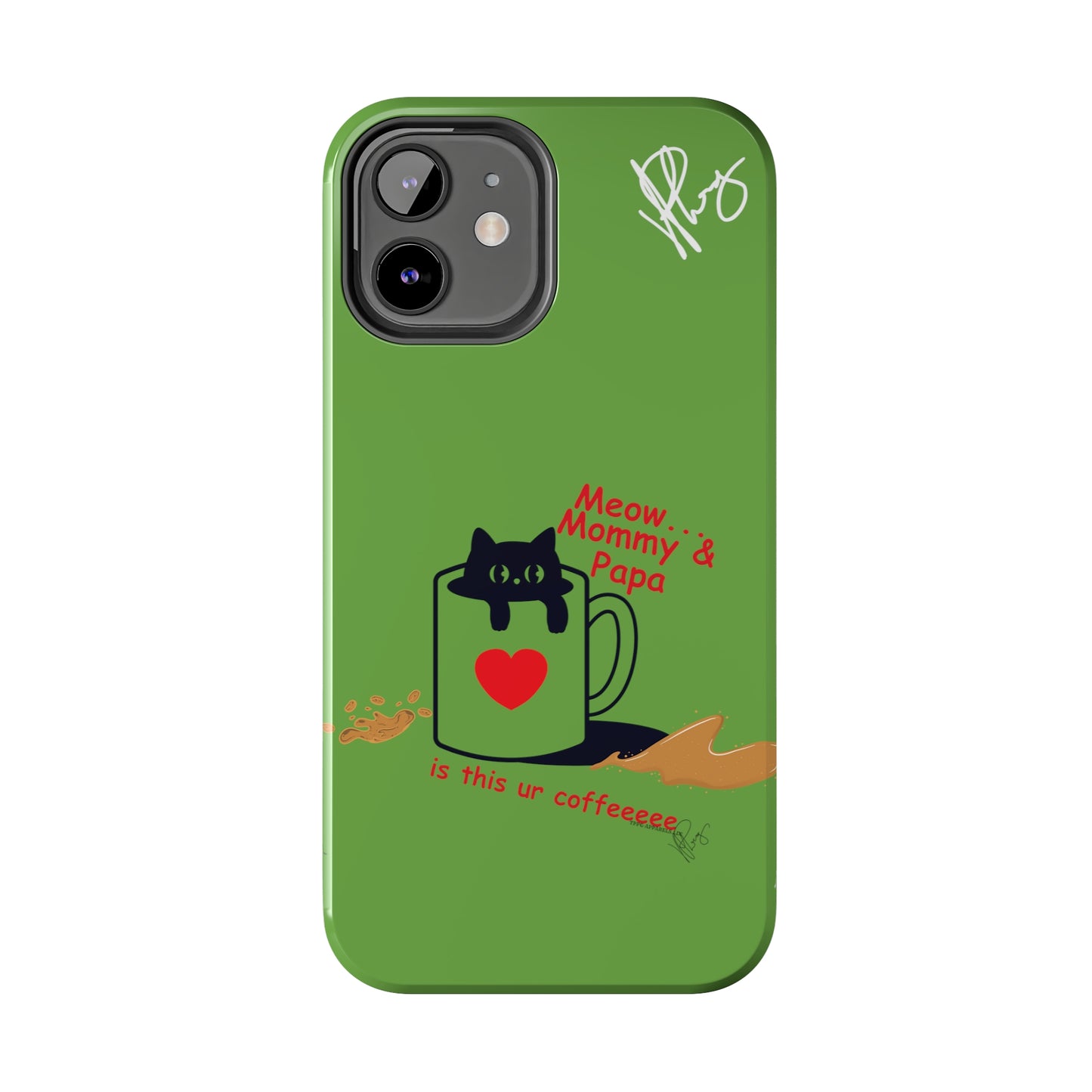 Ok Guys here's another one of our Cutest Coffee Pet Designs (in a Light Green Base Color) Verision from the 'TPPG Collection' Line carries Several sizes of the "iPhone Series" Tough Phone Cases