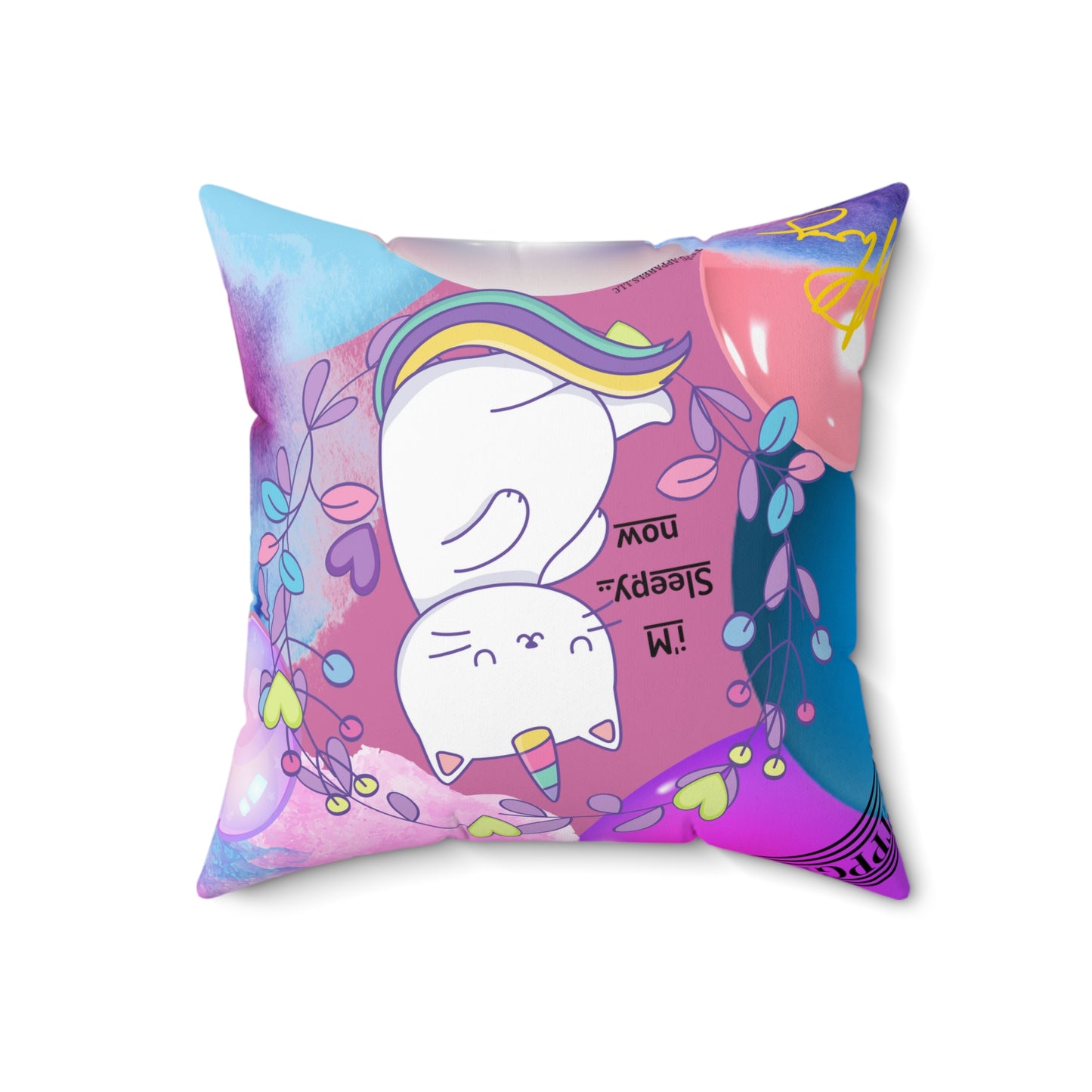 (Toddler/Kid) Spun Polyester Square Pillow (4 sizes-Lt. Pink Bgd) - By: "TPPG KIds Collection"