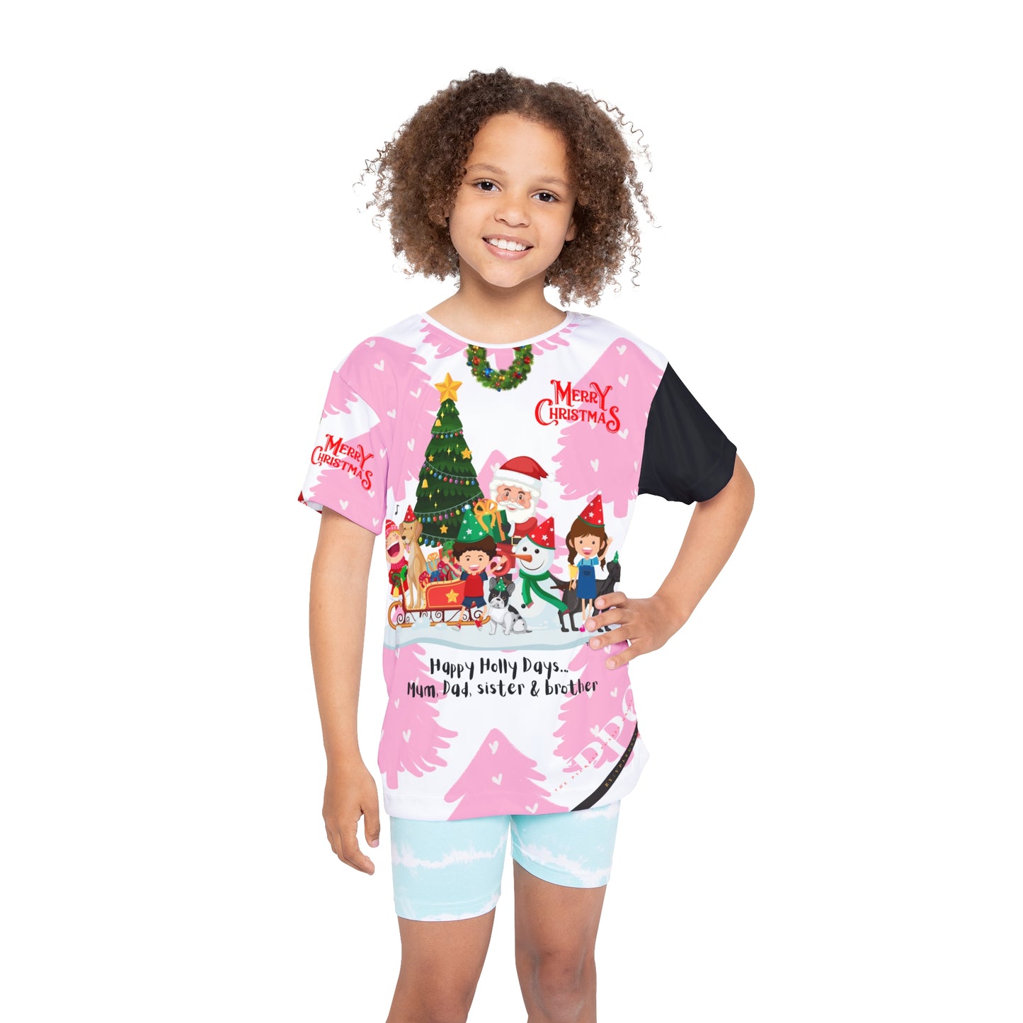 Kids (Black 'one shoulder' Base) 'Holiday/Christmas' Sports Jersey/Tee - By:"TPPG-Apparel" Juniors Collections