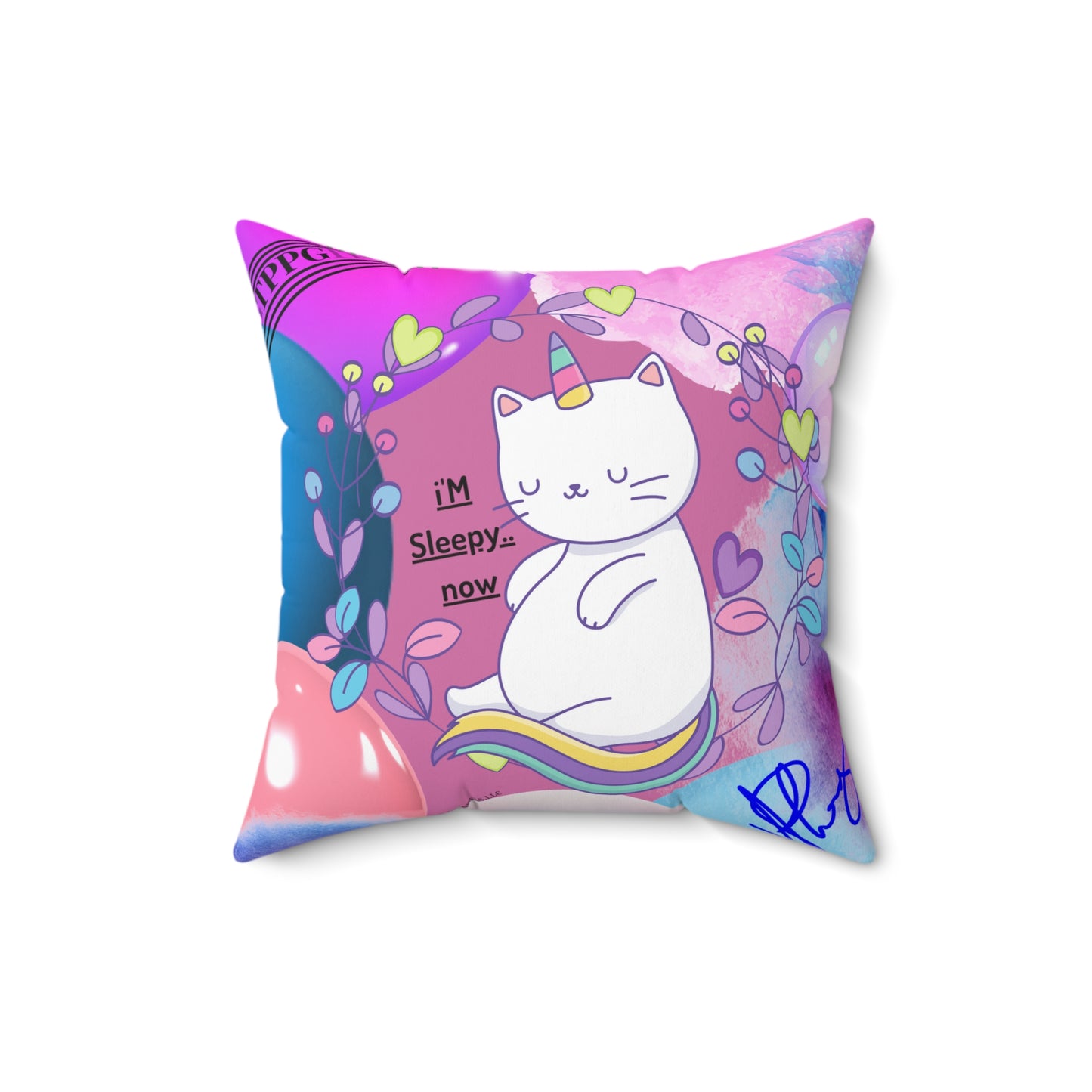 (Children) Spun Polyester "1-side" Square Pillow (4 sizes-Lt. Pink Bgd) - By: "TPPG KIds Collection"