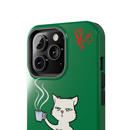 Lovely Forest Green Hue - Cutie "Coffee Cat" Pet Design Verision from the 'TPPG Collection' Line carries Several sizes of the "iPhone Series" Tough Phone Cases