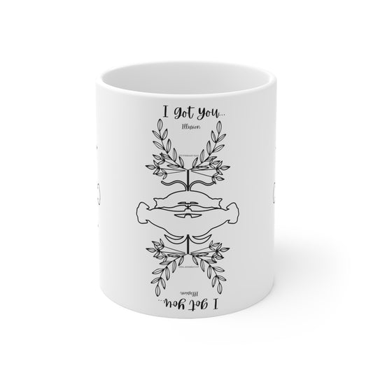 White 11oz Ceramic Mug for (Pet Lovers)- "Ailurophile/Cynophile Lovers" Illusion Design from the 'TPPG-Apparels' Collection