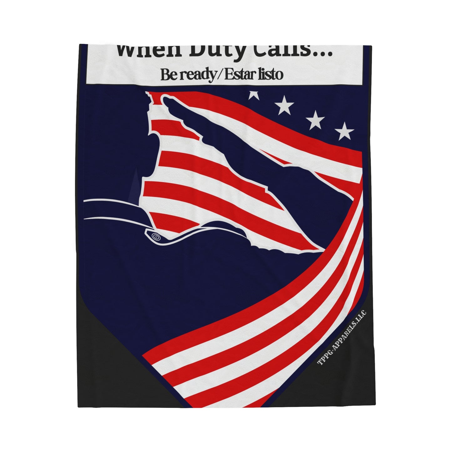 "TPPG-Apparels" Brand Presents a Millitary Style -'When Duty Calls.." Black Velveteen Plush Blanket