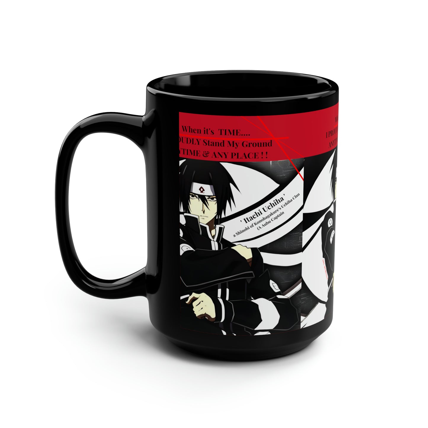 15oz Black Glossy 'Anime-Itachi Uchiha' Coffee/Tea Mug - 'TPPG-Apparels' Brand Collection