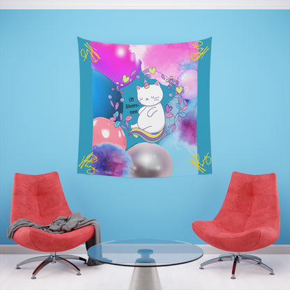 100% Polyester (I'm Sleepy, Now) Printed Wall Tapestry (Turquoise Base color) from "TPPG Collections"