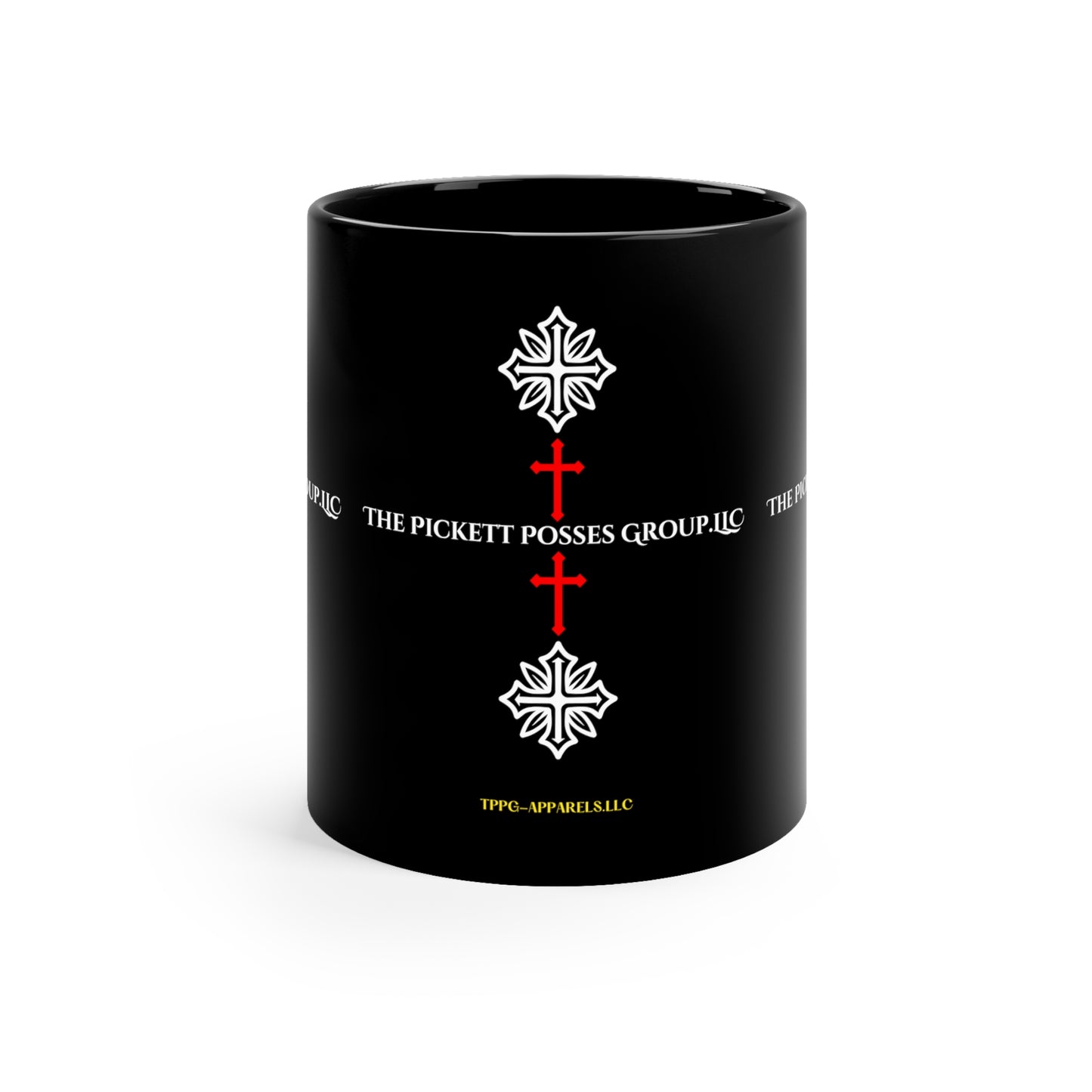 11oz Sleek Black "TPPG Brand" Glossy Finish Coffee/Tea Mug - from the 'TPPG-Apparels' Brand Collection