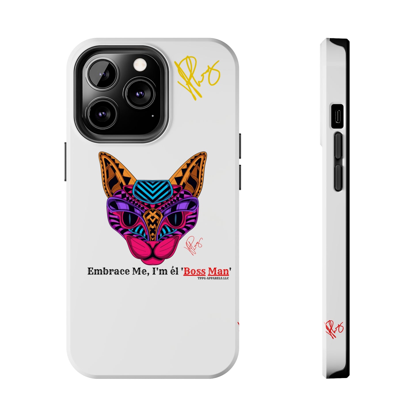 Cat Custom Designs Phone Cases - iPhone/Samsung Galaxy & Google Pixel (Multi-Colored White)