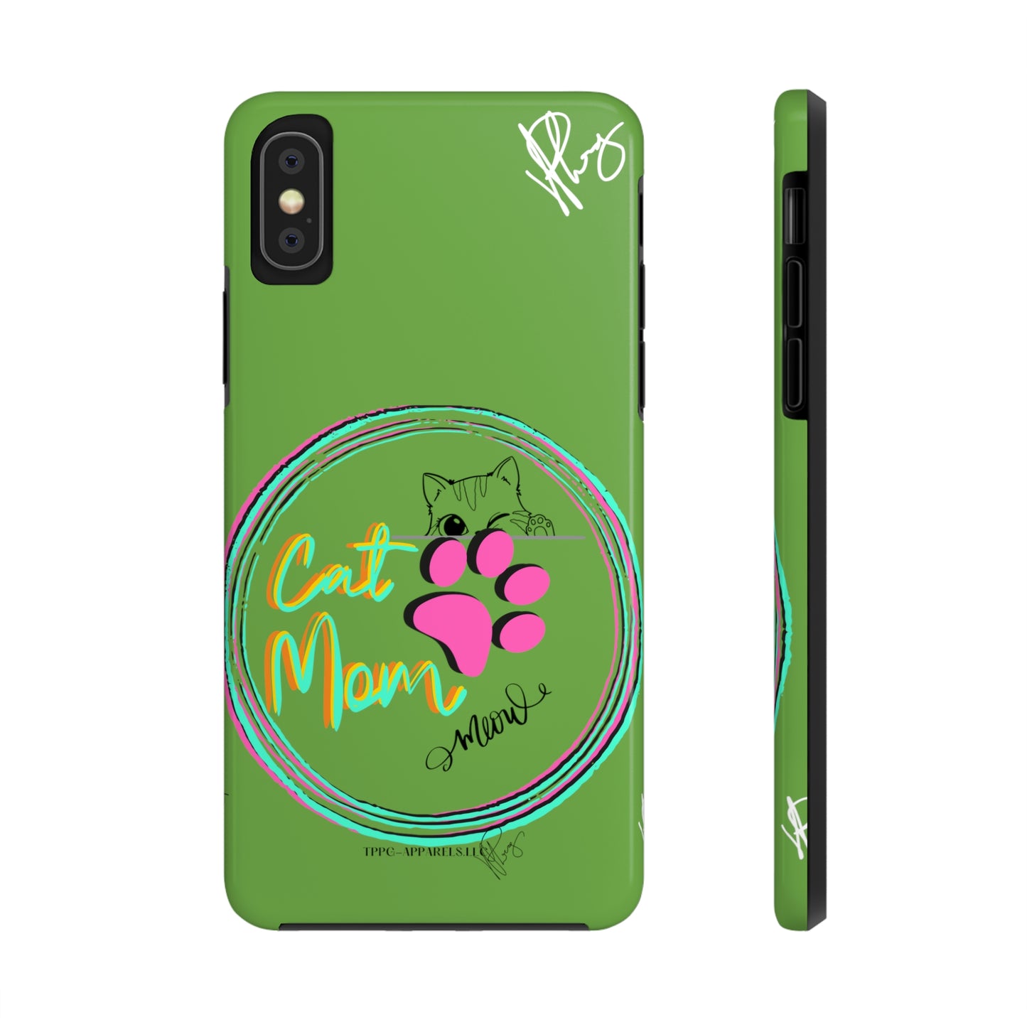 Guys here's another one of our Cutest "Cat Mom" Pet Designs (in a Light Green Base Color) Verision from the 'TPPG Collection' Line carries Several sizes of the "iPhone Series" Tough Phone Cases