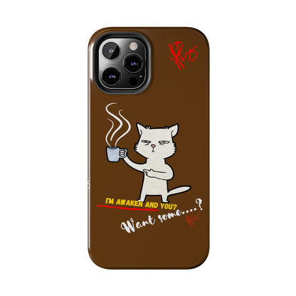 This Lovely Brown Coffee Color Tone - Cutie "Coffee Cat" Pet Design Verision from the 'TPPG Collection' Line carries Several sizes of the "iPhone Series" Tough Phone Cases