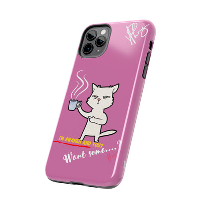 Cutie "Coffee Cat" Pet Design (in a Simple but Kool Tone Pink Base Color) Verision from the 'TPPG Collection' Line carries Several sizes of the "iPhone Series" Tough Phone Cases