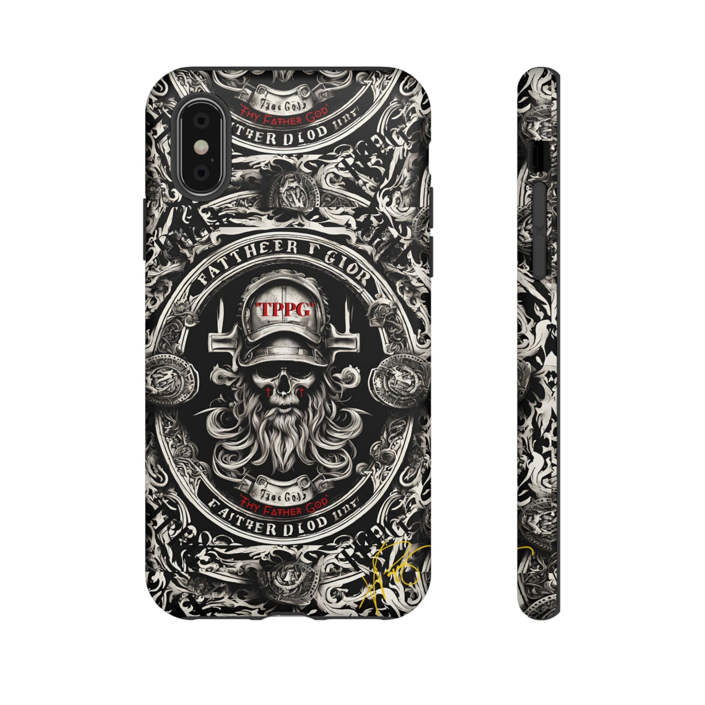 "Father God" iPhone/Google Pixel & Samsung Tough Phone Case (Black/Red & Grey)