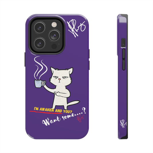 Lovely Bold Purple - Cutie "Coffee Cat" Pet Design Verision from the 'TPPG Collection' Line carries Several sizes of the "iPhone Series" Tough Phone Cases