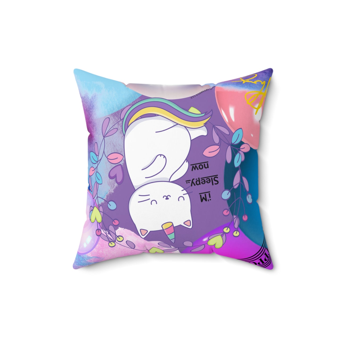 (Toddler/Kid) Spun Polyester Square Pillow (4 sizes-Lt. Purple Bgd) - By: "TPPG KIds Collection"