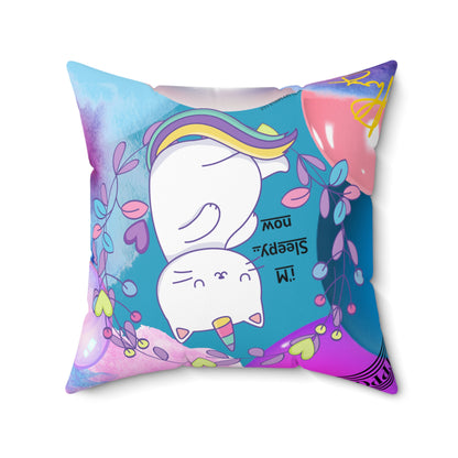 (Toddler/Kid) Spun Polyester Square Pillow (4 sizes-Turquoise Bgd) - By: "TPPG KIds Collection"