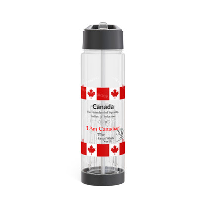 Clear 25oz 'Canada' Style Design.. INFUSER Water Bottle by the "TPPG-Apparels Brand" Canada Collection