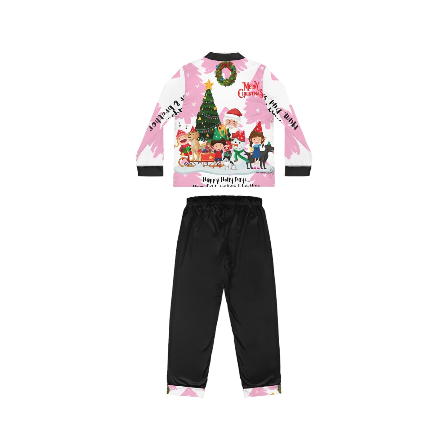 "TPPG-Apparels" Satin Jet Black Base: (UGLY-Holiday) Women's 95% Satin Pajamas