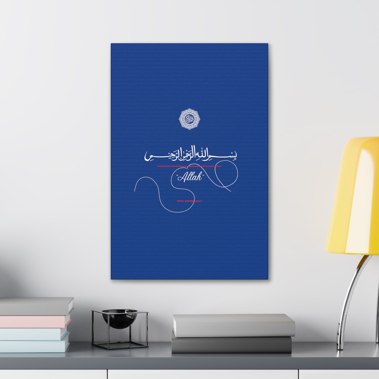 From our "TPPG Brand Arabic Faith Collection" - "Allah.." Canvas Gallery Wraps in Blue/White